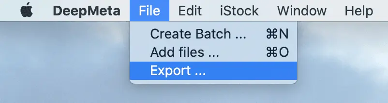 DeepMeta Export Menu on macOS