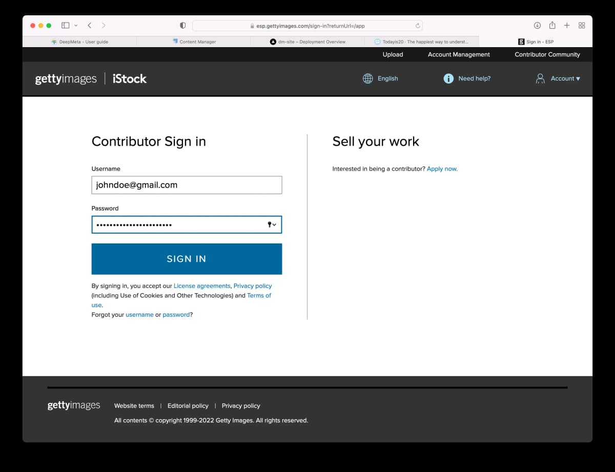 Getty ESP Login Page