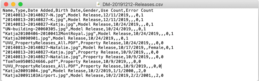 CSV Format Example