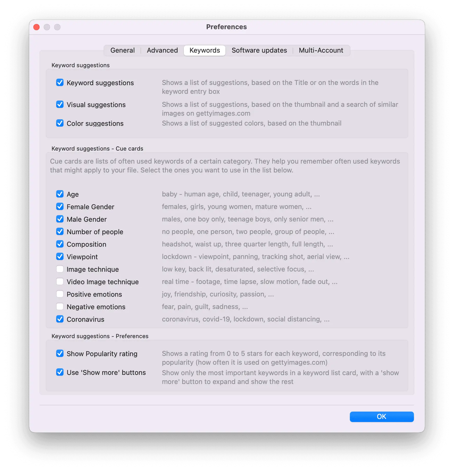 DeepMeta Preferences - Keywords Tab