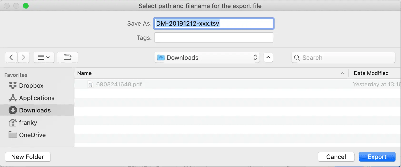Export Selected Items Context Menu